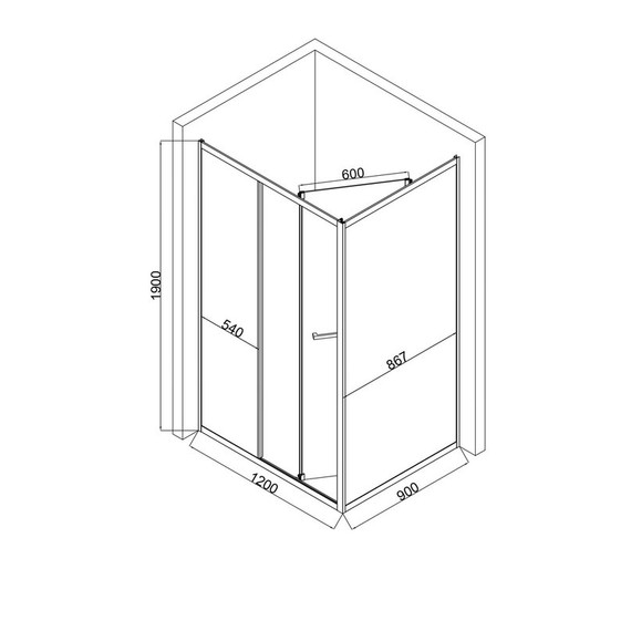 Душевое ограждение EvaGold 120х90 см EG220085, оружейная сталь/прозрачное - фото 2