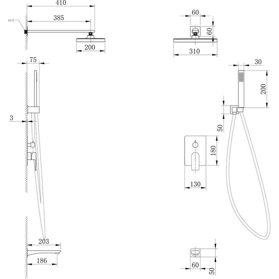 Душевая система для ванны Abber Weiss Insel AF8017FW, белый матовый - фото 4