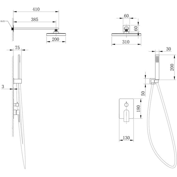 Душевая система для душа Abber Weiss Insel AF8018FW, белый матовый - фото 4