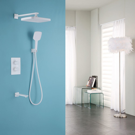 Душевая система для ванны с термостатом Abber Weiss Insel AF8050W, белый - фото 2