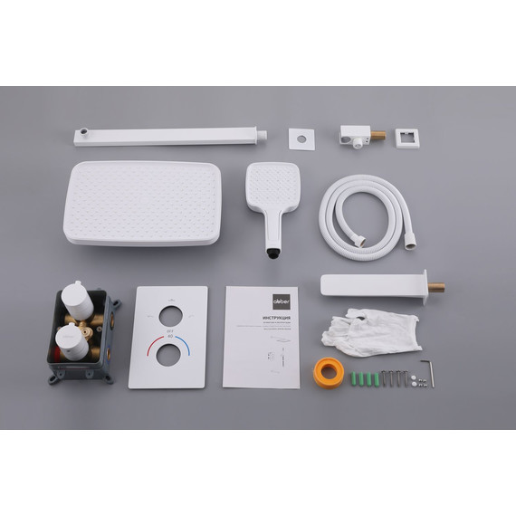 Душевая система для ванны с термостатом Abber Weiss Insel AF8050W, белый - фото 3