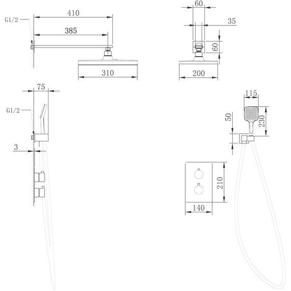 Душевая система для душа с термостатом Abber Weiss Insel AF8051W, белый - фото 3