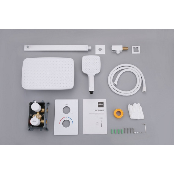 Душевая система для душа с термостатом Abber Weiss Insel AF8051W, белый - фото 4