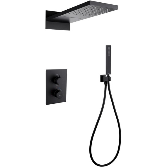 Душевая система для душа с термостатом Abber Weiss Insel AF8052B, чёрный матовый - фото 