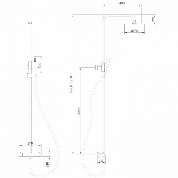 Душевая стойка с термостатом Abber Kreis AF8160NG, никель, Цвет производителя: никель - фото 3
