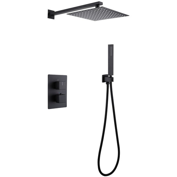 Душевая система для душа с термостатом Abber Daheim AF8251B, чёрный матовый - фото 