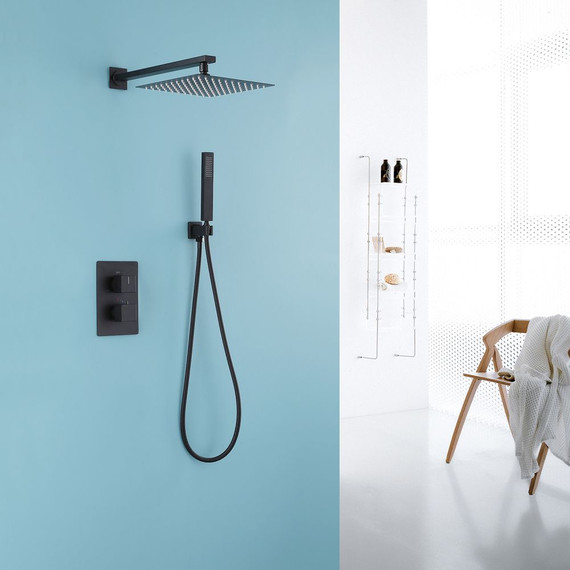 Душевая система для душа с термостатом Abber Daheim AF8251B, чёрный матовый - фото 2