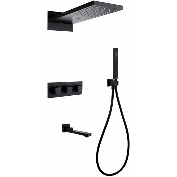 Душевая система для ванны с термостатом Abber Daheim AF8253B, чёрный матовый - фото 