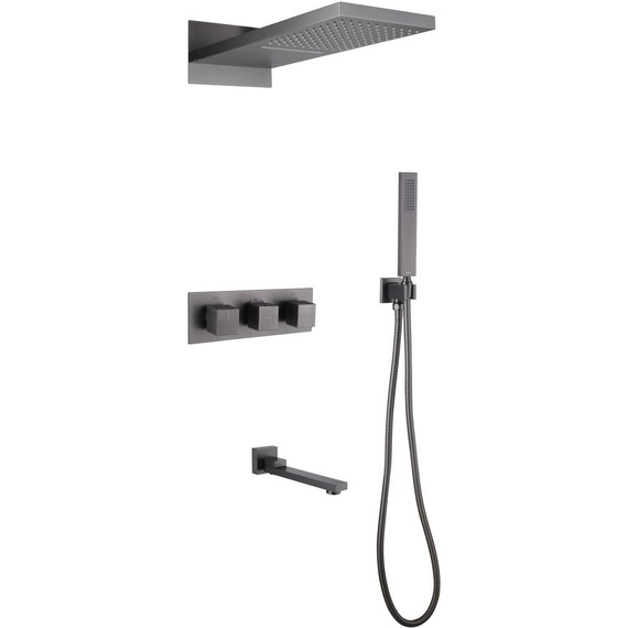 Душевая система для ванны с термостатом Abber Daheim AF8253NG, никель - фото 