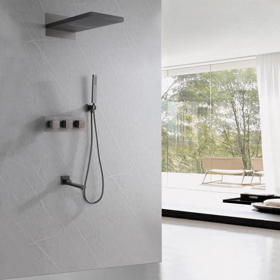 Душевая система для ванны с термостатом Abber Daheim AF8253NG, никель - фото 2