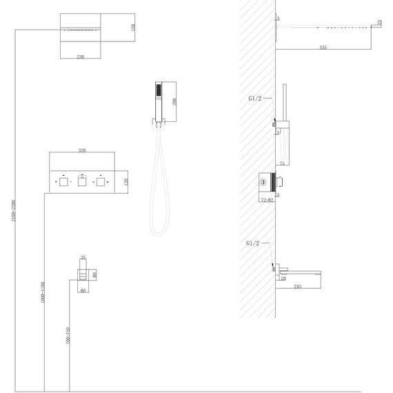 Душевая система для ванны с термостатом Abber Daheim AF8253 - фото 3
