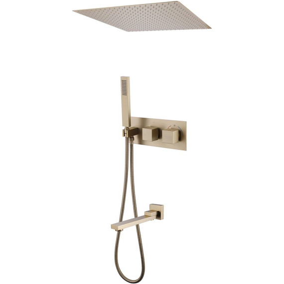 Душевая система для ванны с термостатом Abber Daheim AF8254G, золото матовый - фото 