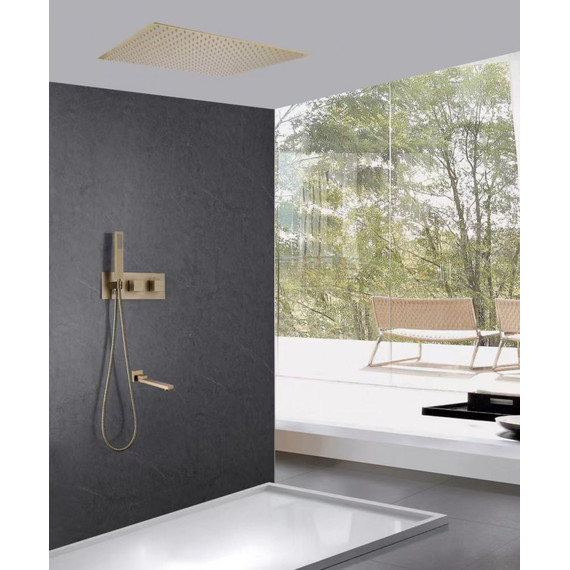 Душевая система для ванны с термостатом Abber Daheim AF8254G, золото матовый - фото 2