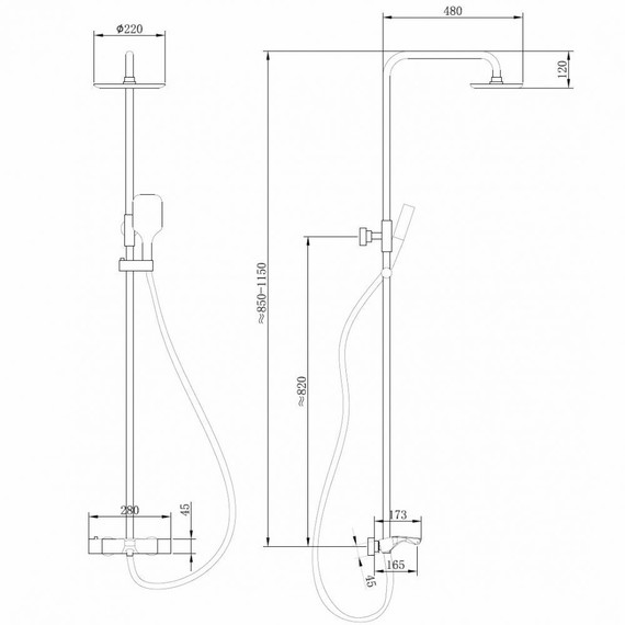 Душевая стойка с термостатом Abber Thermostat AF8516NG, никель, Цвет производителя: никель - фото 3