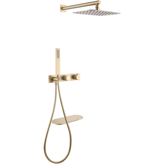 Душевая система для ванны с термостатом Abber Rund AF8750G, золото матовый - фото 