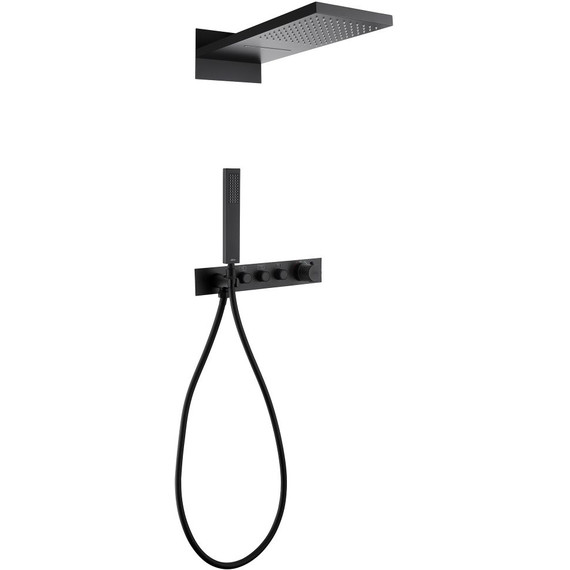 Душевая система для душа с термостатом Abber Rund AF8752B, черный матовый - фото 