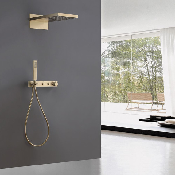 Душевая система для душа с термостатом Abber Rund AF8752G, золото матовый - фото 2