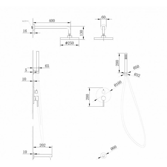 Душевая система для ванны Abber Emotion AF8817NG, никель - фото 3