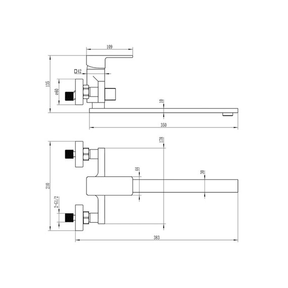 Смеситель для ванны EvaGold Richard EG400015, чёрный - фото 2