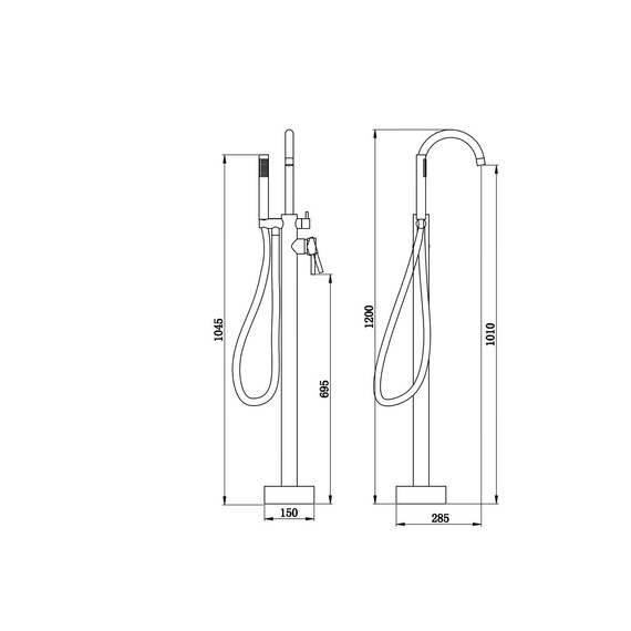 Смеситель для ванны напольный EvaGold Antares EG400072, золото - фото 2