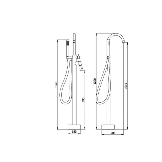 Смеситель для ванны напольный EvaGold Sirius EG400073, чёрный матовый - фото 2
