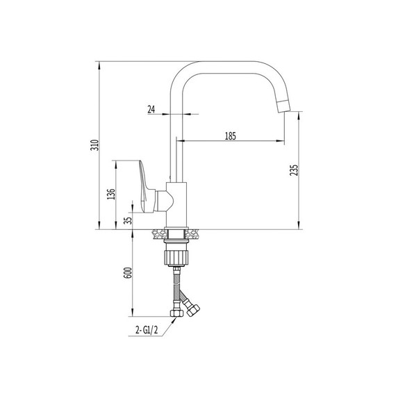 Смеситель для кухни EvaGold EG400088 поворотный излив - фото 7