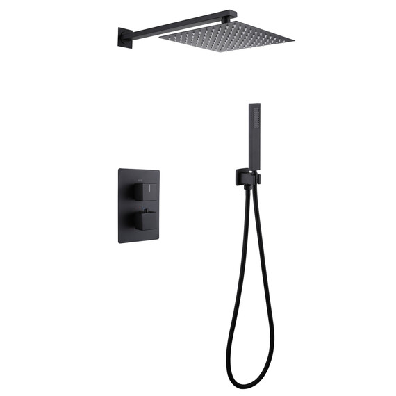 Душевая система для душа с термостатом Abber Daheim AF8251B, чёрный матовый - фото 