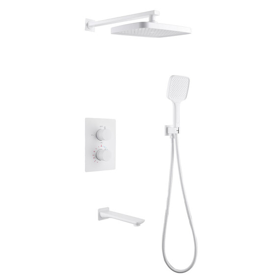Душевая система для ванны с термостатом Abber Weiss Insel AF8050W, белый - фото 