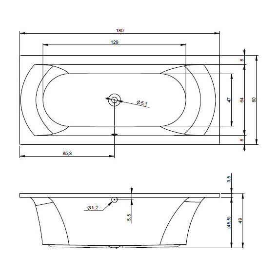 Ванна акриловая Riho LIMA 180x80 см B052001005, Размер - мм: 1800х800 - фото, картинка 6 Ванна акриловая Riho LIMA 180x80 см B052001005, Размер - мм: 1800х800 - фото 6
