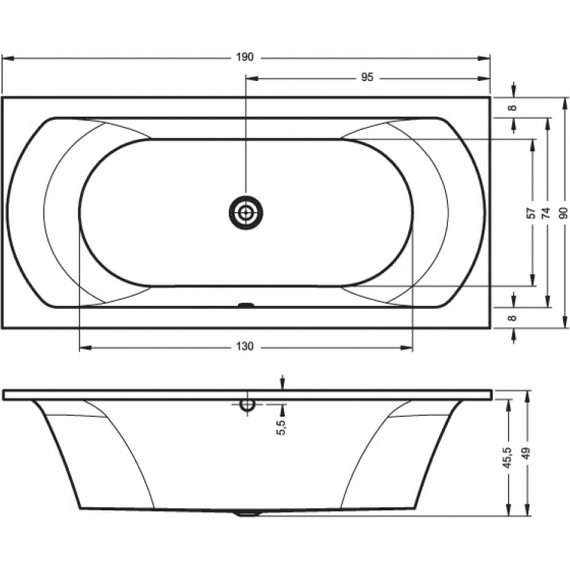Ванна акриловая Riho LIMA 190x90 см B053001005, Размер - мм: 1900х900 - фото 6