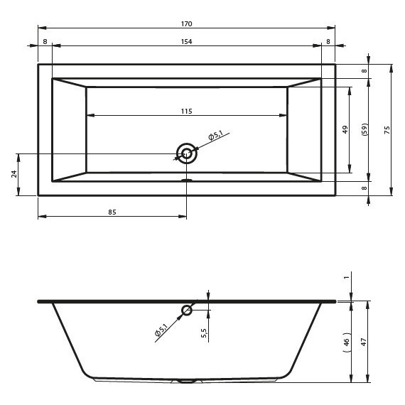 Ванна акриловая Riho LUGO VELVET 170x75 см B132001105, Размер - мм: 1700х750 - фото, картинка 5 Ванна акриловая Riho LUGO VELVET 170x75 см B132001105, Размер - мм: 1700х750 - фото 5