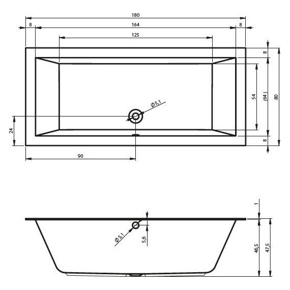 Ванна акриловая Riho LUGO VELVET 180x80 см B133001105, Размер - мм: 1800х800 - фото 5