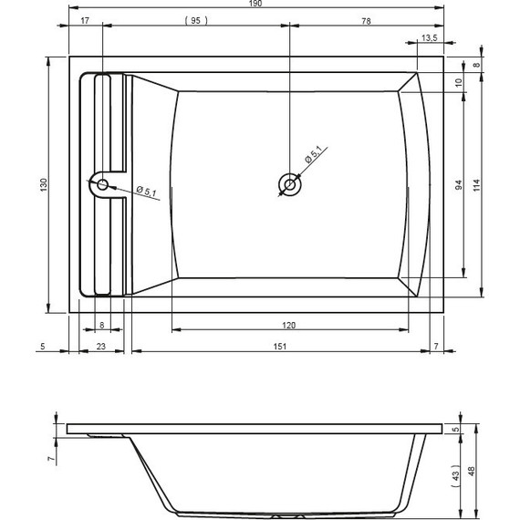 Ванна акриловая Riho SAVONA 190x130 см B065001005 - фото 5