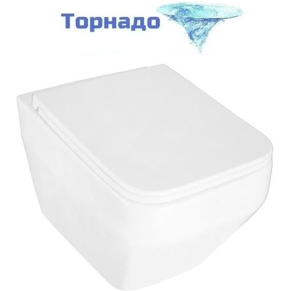 Унитаз подвесной безободковый Azario Moneo AZ-0062 UQ1 с тонкой крышкой микролифт (Система смыва торнадо) - фото, картинка  Унитаз подвесной безободковый Azario Moneo AZ-0062 UQ1 с тонкой крышкой микролифт (Система смыва торнадо) - фото