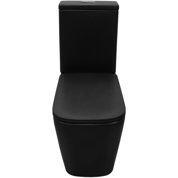 Унитаз-компакт безободковый Azario Black King AZ-8303-D с тонкой крышкой микролифт, чёрный матовый - фото 3