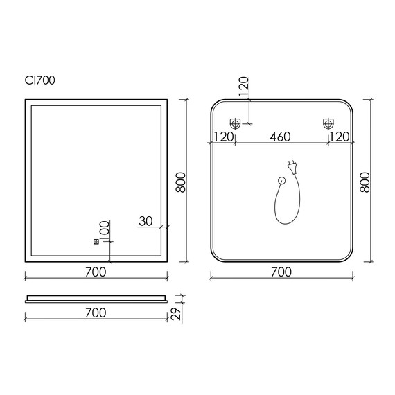 Зеркало Sancos City 70х80 см CI700 - фото 4