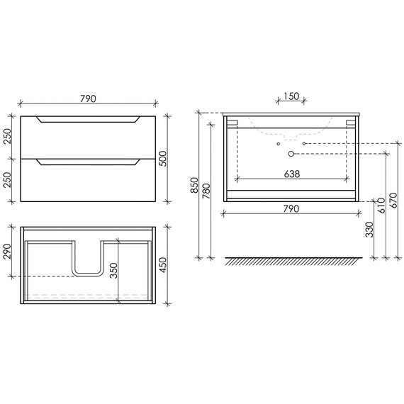 Тумба подвесная с раковиной-столешницей Sancos Norma 2.0 80 см NR2.080W - фото 7