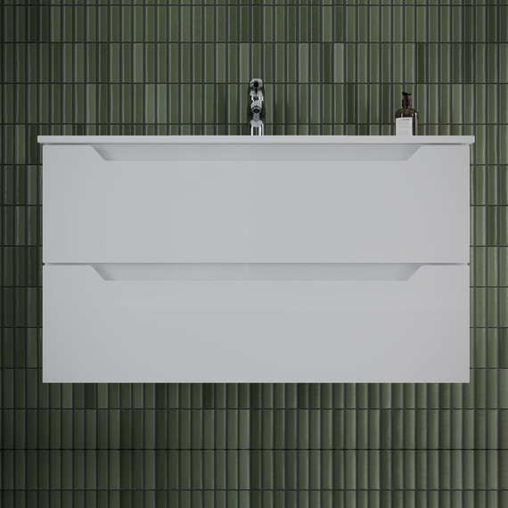 Тумба подвесная с раковиной-столешницей Sancos Norma 2.0 90 см NR2.090W - фото 4