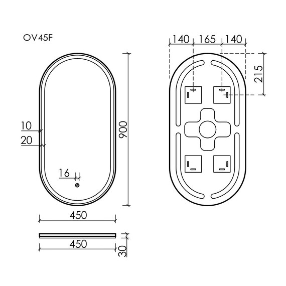 Зеркало Sancos Oval 45х90 см OV45F - фото 12