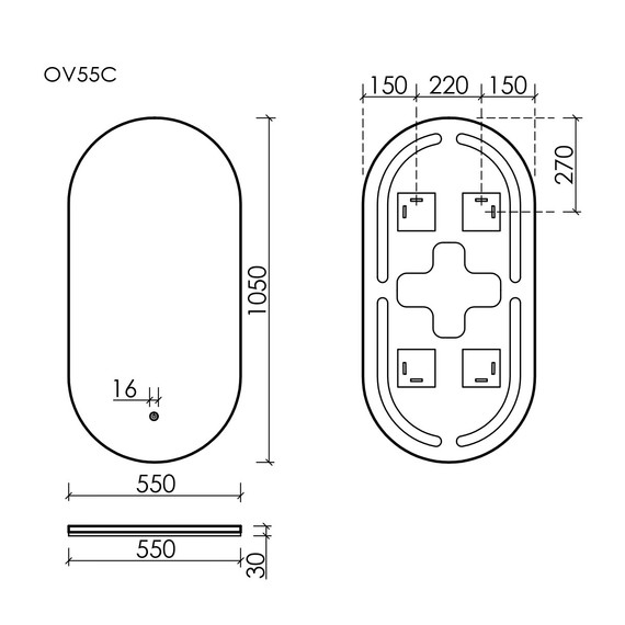 Зеркало Sancos Oval 55х105 см OV55C - фото 9