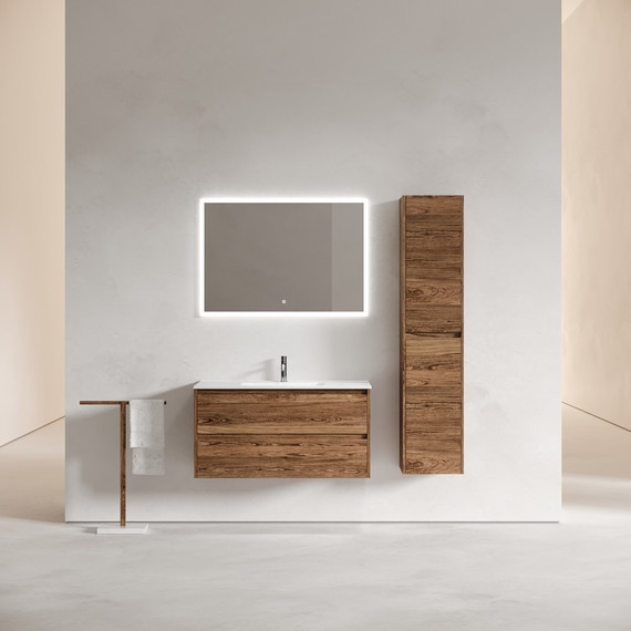 Тумба подвесная с раковиной-столешницей Sancos Libra 100 см LB100ECH, дуб чарльстон (раковина Element CN7003) - фото 7