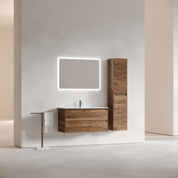 Тумба подвесная с раковиной-столешницей Sancos Libra 100 см LB100ECH, дуб чарльстон (раковина Element CN7003) - фото 8