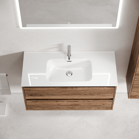 Тумба подвесная с раковиной-столешницей Sancos Libra 100 см LB100ECH, дуб чарльстон (раковина Element CN7003) - фото 5