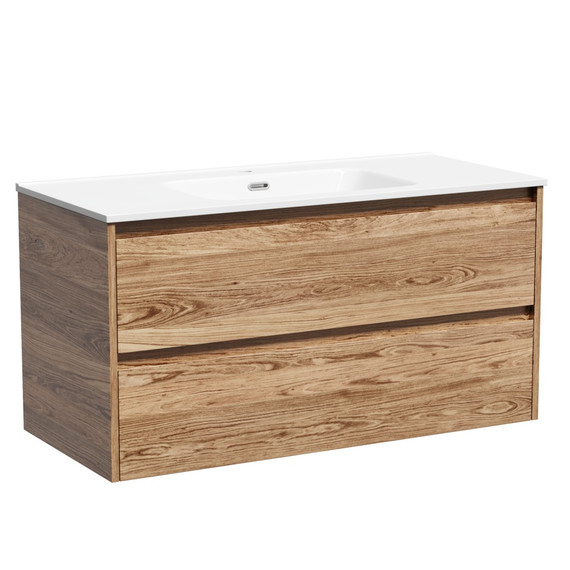 Тумба подвесная с раковиной-столешницей Sancos Libra 100 см LB100ECH, дуб чарльстон (раковина Element CN7003) - фото 2