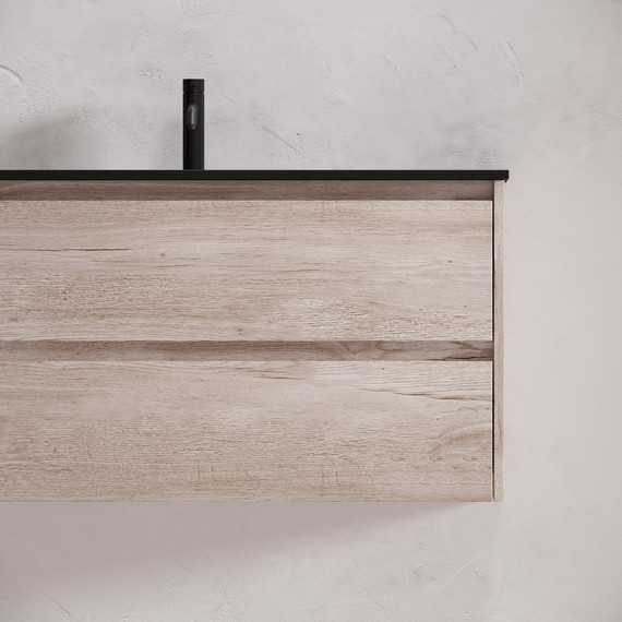 Тумба подвесная с раковиной-столешницей Sancos Libra 100 см LB100EG, дуб галифакс натуральный (раковина Element CN7003MB) - фото 6