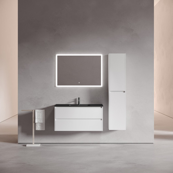 Тумба подвесная с раковиной-столешницей Sancos Libra 100 см LB100W (раковина Element CN7003MB) - фото 4