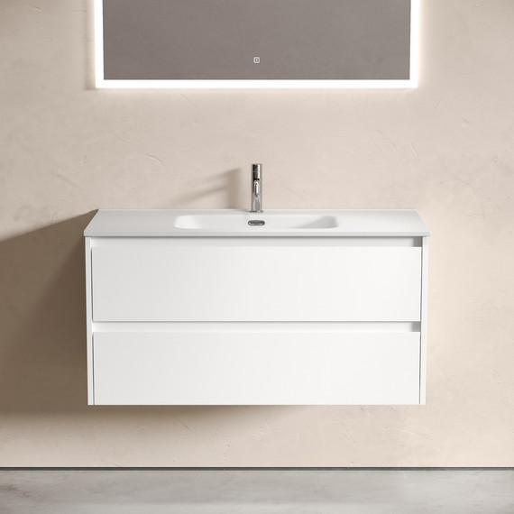 Тумба подвесная с раковиной-столешницей Sancos Libra 100 см LB100W (раковина Element CN7003) - фото 