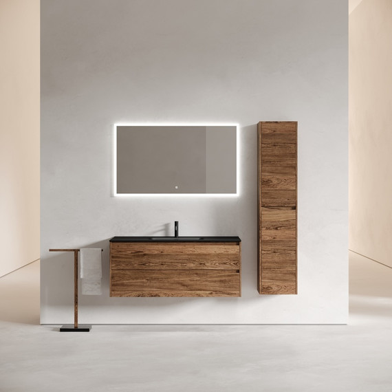 Тумба подвесная с раковиной-столешницей Sancos Libra 120 см LB120-1ECH, дуб чарльстон (раковина Element CN7006MB) - фото 8