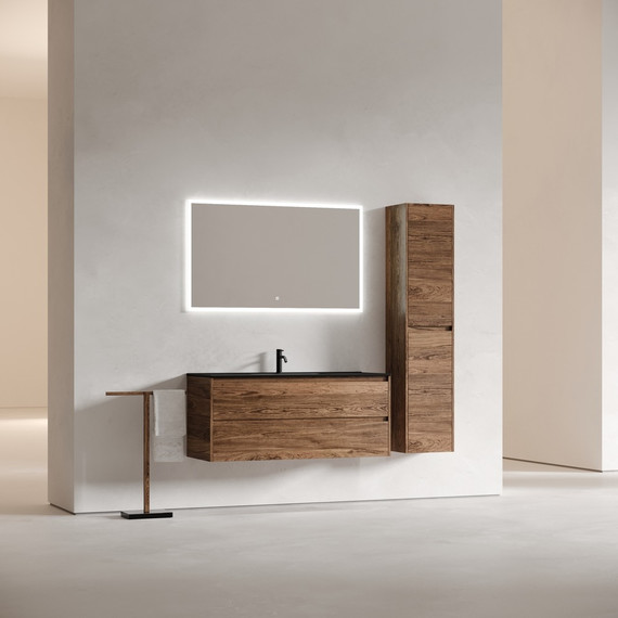 Тумба подвесная с раковиной-столешницей Sancos Libra 120 см LB120-1ECH, дуб чарльстон (раковина Element CN7006MB) - фото 9