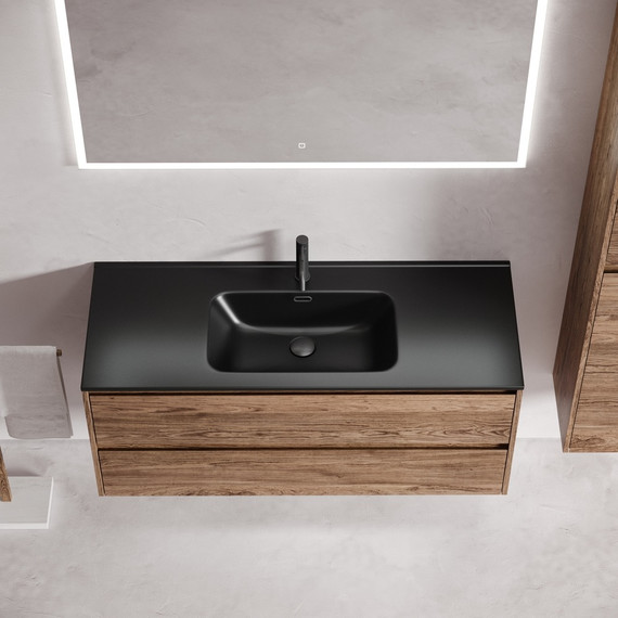 Тумба подвесная с раковиной-столешницей Sancos Libra 120 см LB120-1ECH, дуб чарльстон (раковина Element CN7006MB) - фото 5